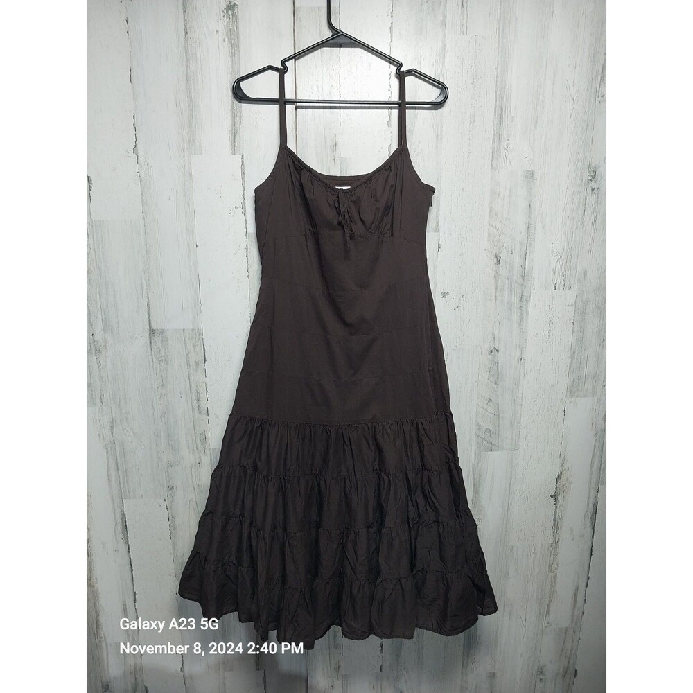 Ann Taylor Loft Womens Brown Strap Ruffled Dress Size 8